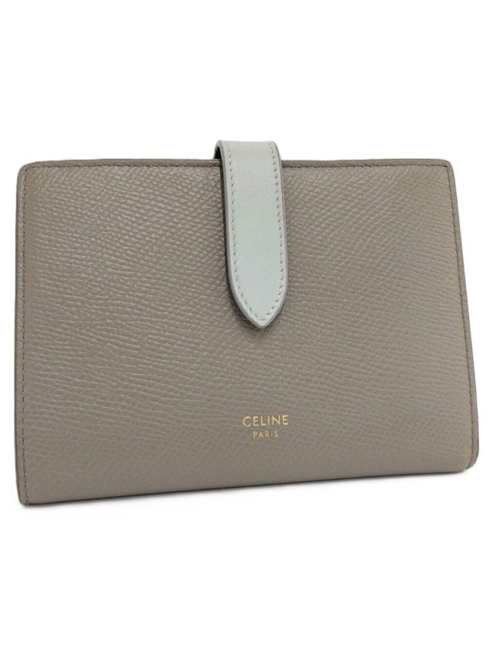 Celine Medium Strap Wallet Bifold Leather Greige